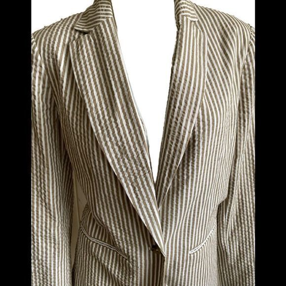 A New Day Seersucker Jacket - 6 Tan /Linen , Nwt , Cotton Blend